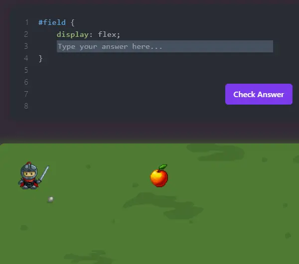 Screenshot of the Flex Box coding game interface, showcasing its interactive coding levels.